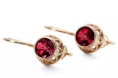 Rubis Or rose 14 carats vintage d'origine Des boucles d'oreilles Bijoux vintage vec117r